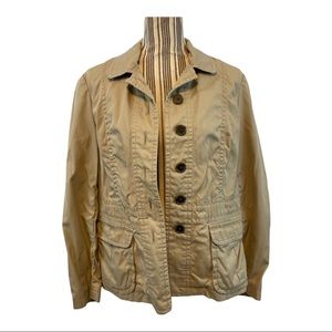 Vintage Lands’ End khaki tan utility jacket petite 14p button front